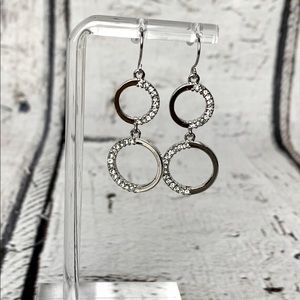 Silver Sparkling double hoop earrings